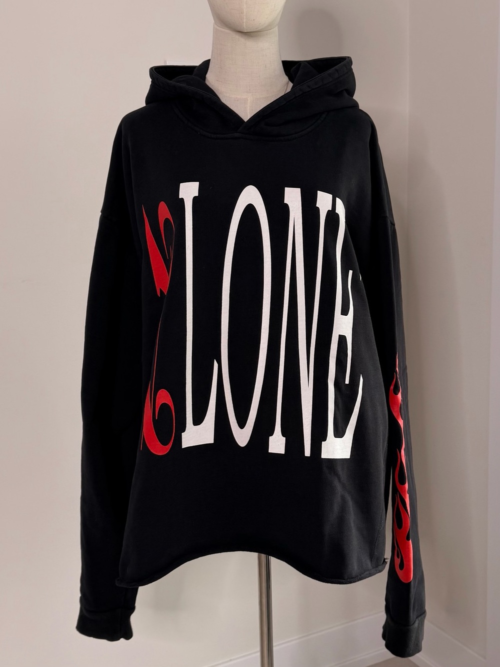 VLONE Palm Angels Love Flame Hoodie Black Red Size Large